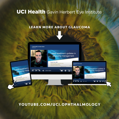 Screenshots of the 2023 Community Lecture on Glaucoma featuring Dr. Austin Fox