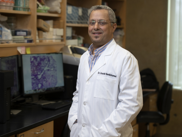 Lbachir BenMohamed photo inside his research lab